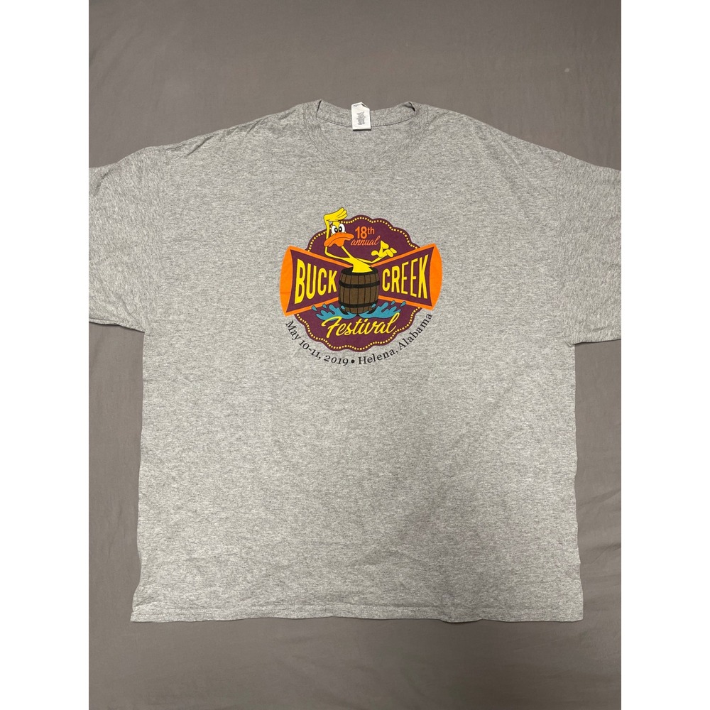 Gildan Buck Creek Festival 2019 Helena Alabama Mens XL Gray Graphic T-Shirt